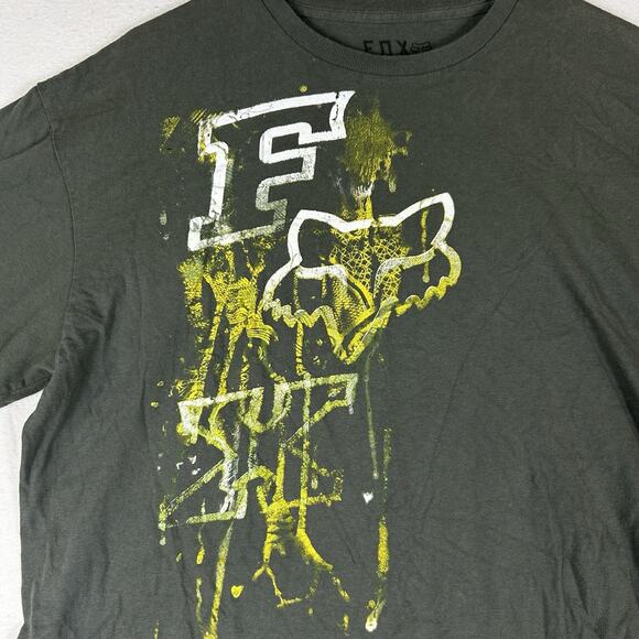 Fox Racing Classic Short Sleeve T-Shirt Men's XL Green Graphic Print Tee FLAWED - Picture 2 of 8